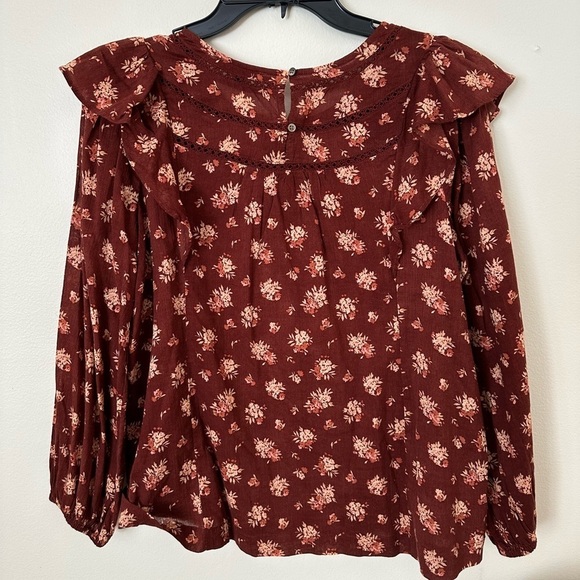 Small Madewell Burgundy Patterned Blouse - Picture 2 of 4